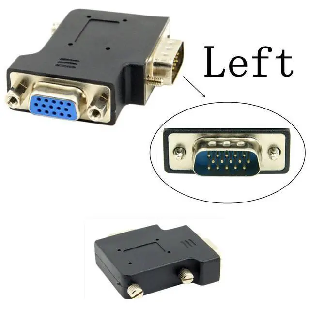 Alt view image 5 of 7 - HDB15Pin VGA RGB Screw Type Male to Female Left Angled 90 Degree Nut Type Extension Adapter for Monitor Displays