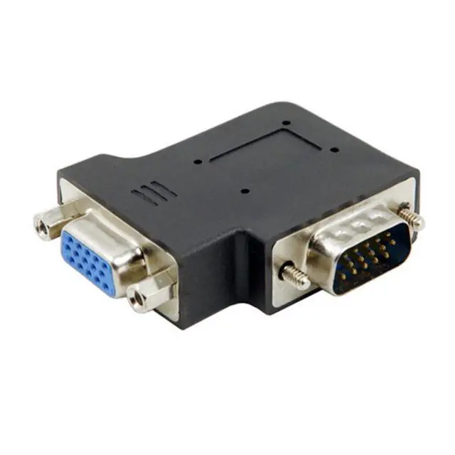 Alt view image 7 of 7 - HDB15Pin VGA RGB Screw Type Male to Female Left Angled 90 Degree Nut Type Extension Adapter for Monitor Displays