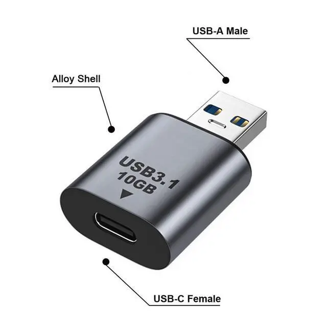 Alt view image 2 of 7 - 10Gbps USB-C USB 3.1 Type C Female to USB 3.0 A Male Data Adapter Data Power for Laptop Tablet Phone