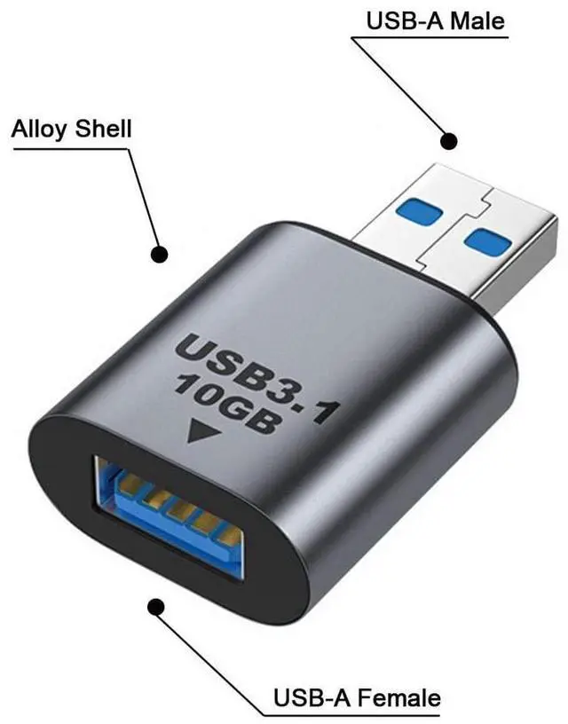 Alt view image 2 of 7 - 10Gbps USB 3.0/3.1 Type A Female to USB 3.0/3.1 A Male Data Adapter Extension for Laptop Desktop