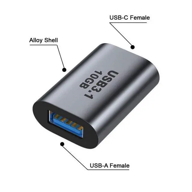 Alt view image 2 of 7 - 10Gbps USB-C USB 3.1 Type C Female to USB 3.0 A Female Data Adapter Data Power for Laptop Tablet Phone