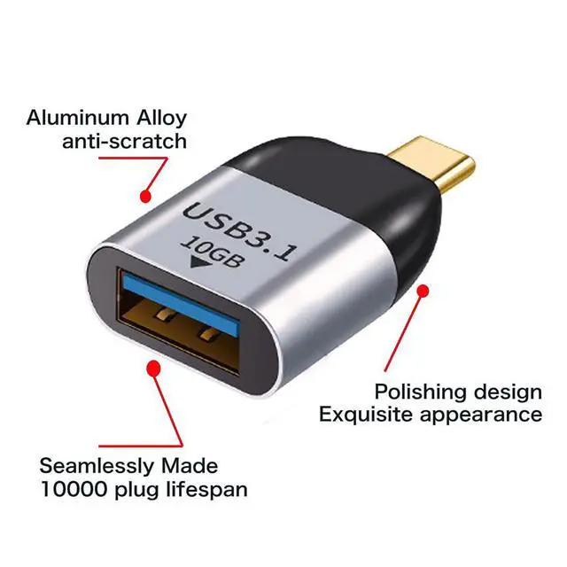 Alt view image 5 of 7 - USB 3.1 Type C Male Host to USB3.0 Type A Female OTG Data 10Gbps Adapter for Laptop & Phone
