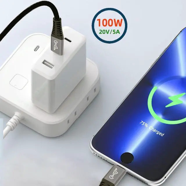 Alt view image 5 of 7 - 20Gbps 100W USB-C Stretch Coiled USB4 Cable 8K for Laptop Keyboard Tablet Type-C Male to Male Cable Power & Data 1.8M