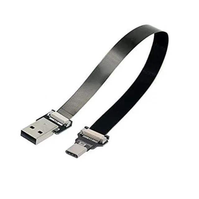 Alt view image 2 of 7 - USB 2.0 Type-A Male to USB-C Type-C Male Data Flat Slim FPC Cable for FPV & Disk & Phone 200cm