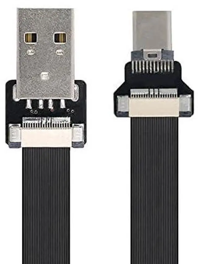 Alt view image 3 of 7 - USB 2.0 Type-A Male to USB-C Type-C Male Data Flat Slim FPC Cable for FPV & Disk & Phone 200cm