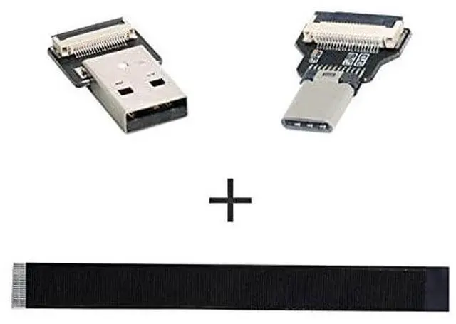 Alt view image 4 of 7 - USB 2.0 Type-A Male to USB-C Type-C Male Data Flat Slim FPC Cable for FPV & Disk & Phone 200cm