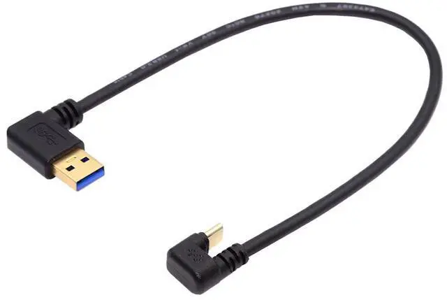 Main image of 5Gbps USB3.0 Type-A Left Angled to USB-C Type C Power Data Cable Male to Male USB-C Opposite U Shape Back Angled