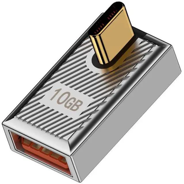 Main image of 10Gbps Data 120W Power USB-C USB 3.1 Type C to USB 3.0 A Type OTG Male to Female Low Profile 90 Degree Angled Adapter Alloy Shell Mecha Cyberpunk Style
