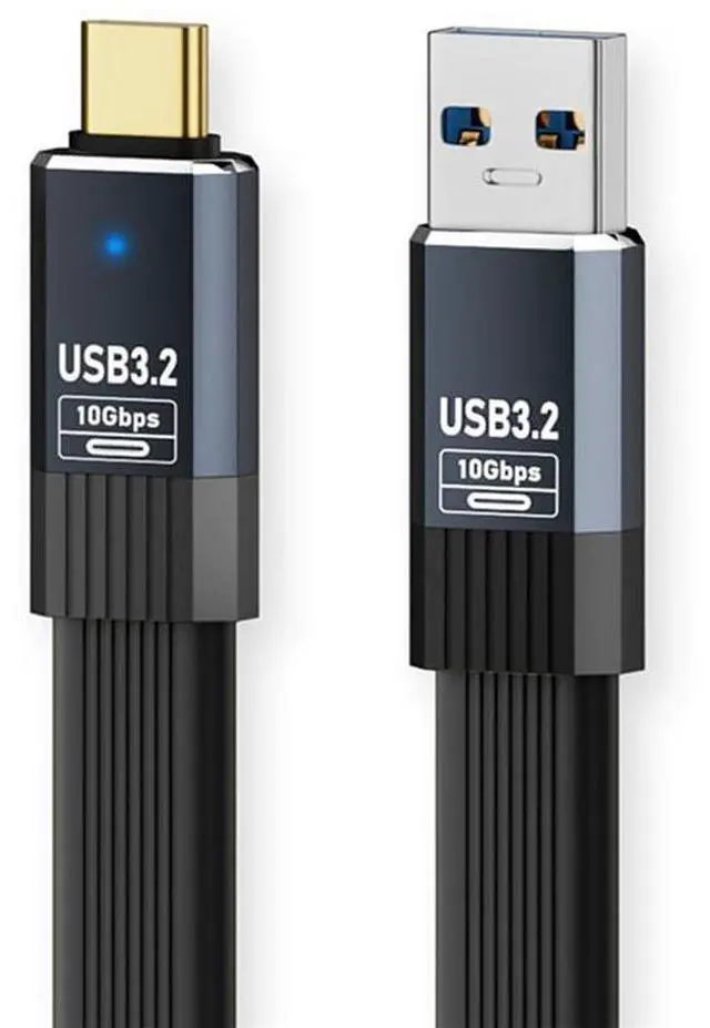 Main image of 10Gbps Flat Slim FPC 5V3A USB3.1 Type-A Male to Type-C Male USB-C Data Power Cable for Laptop Phone Disk 20cm