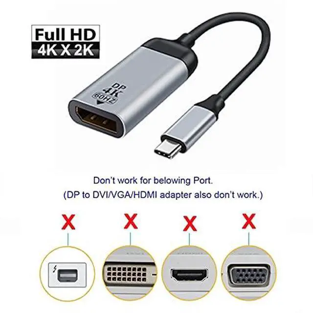Alt view image 5 of 6 - USB-C Type C to Displayport Monitor DP Cable Adapter 4K 2K 60hz for Tablet & Phone & Laptop
