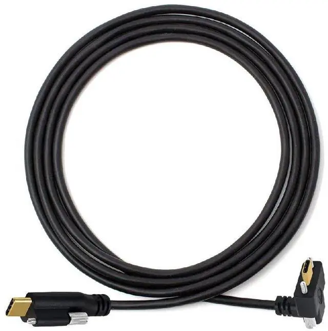 Alt view image 2 of 3 - 10Gbps USB 3.1 USB-C Dual Locking Thumbscrew Up Down Angled to USB 3.1 Type-C Single Screw Male to Male Data Cable Panel Mount Type 1M