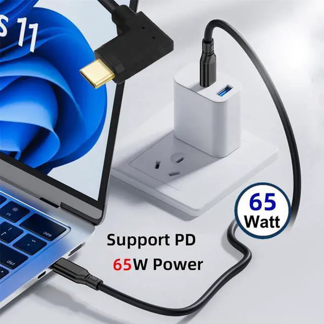 Alt view image 3 of 7 - 10Gbps USB 3.1 Type-C Male to Single Locking Thumbscrew Left Right Vertical USB-C Data 4K Cable Panel Mount Type 1M
