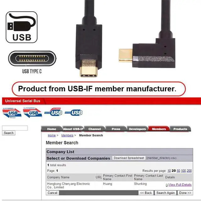Alt view image 6 of 7 - 10Gbps USB 3.1 Type-C Male to Single Locking Thumbscrew Left Right Vertical USB-C Data 4K Cable Panel Mount Type 1M