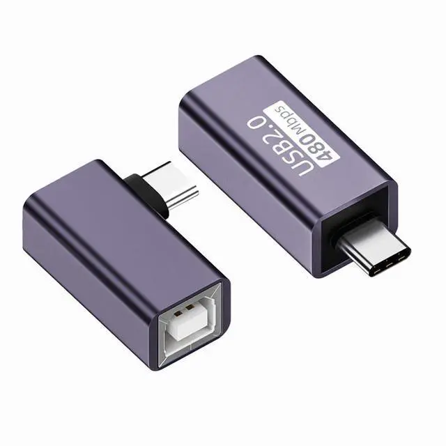 Main image of 2pcs/lot USB 2.0 Type B Female to Type-C Male Angled & Straight Extension Adapter for Printer Phone Disk