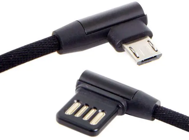 Main image of Micro USB 5Pin to Left Right Angled 90 Degree USB 2.0 Data Cable with Sleeve for Tablet & Phone 15cm (Micro USB 5Pin)