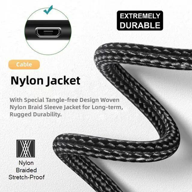 Alt view image 7 of 7 - Micro USB 5Pin to Left Right Angled 90 Degree USB 2.0 Data Cable with Sleeve for Tablet & Phone 15cm (Micro USB 5Pin)