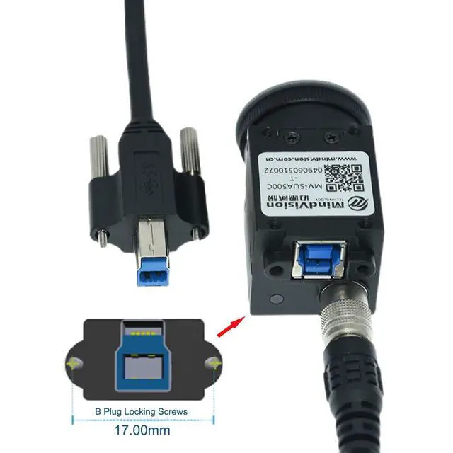 Alt view image 3 of 7 - 50cm Dual Thumbscrews USB 3.0 Back Panel Mount B Male to Female B Type Extension Cable