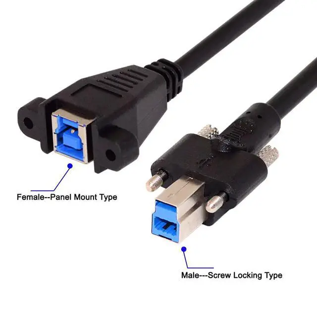 Alt view image 6 of 7 - 50cm Dual Thumbscrews USB 3.0 Back Panel Mount B Male to Female B Type Extension Cable