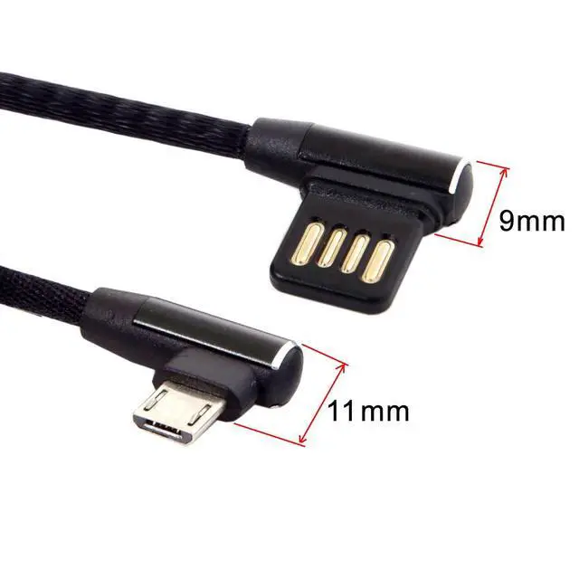 Alt view image 4 of 7 - Micro USB 5Pin to Left Right Angled 90 Degree USB 2.0 Data Cable with Sleeve for Tablet & Phone 15cm (Micro USB 5Pin)