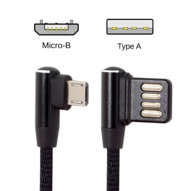Alt view image 6 of 7 - Micro USB 5Pin to Left Right Angled 90 Degree USB 2.0 Data Cable with Sleeve for Tablet & Phone 15cm (Micro USB 5Pin)