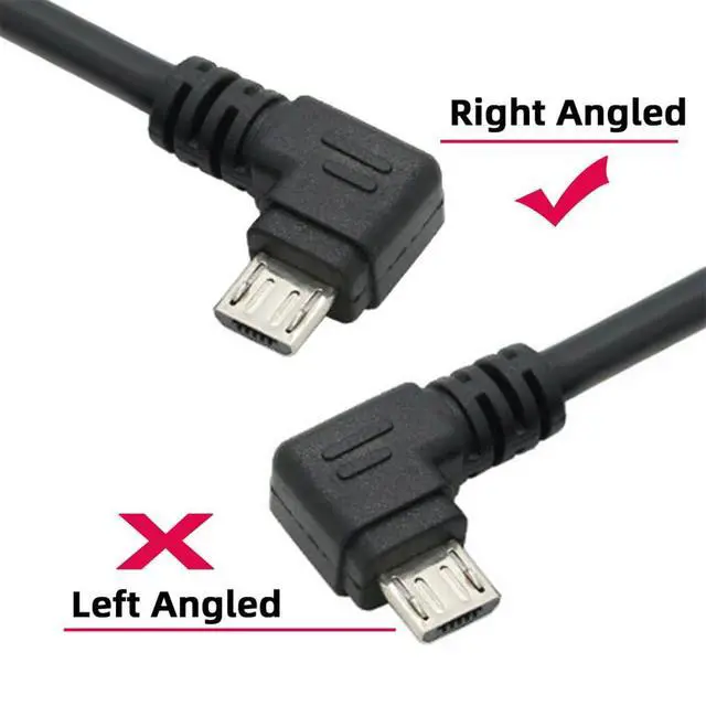 Alt view image 7 of 7 - USB 2.0 Type-A to 5V Micro USB 5Pin Power Charge Data Cable Right Angled for Phone Tablet Camera 20cm