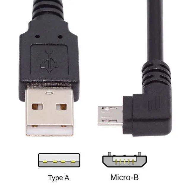 Alt view image 7 of 7 - Right Angled 90 Degree Micro USB 5Pin to USB 2.0 Data Charge Cable for Phone Tablet 480Mbps Transfer Speed (25cm)