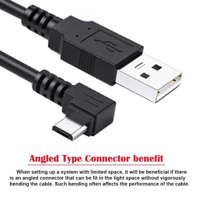 Alt view image 2 of 7 - Left Angled 90 Degree Micro USB 5Pin to USB 2.0 Data Charge Cable for Phone Tablet 480Mbps Transfer Speed (100cm)