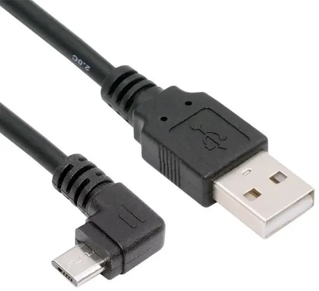 Main image of USB 2.0 Type-A to 5V Micro USB 5Pin Power Charge Data Cable Left Angled for Phone Tablet Camera 10cm