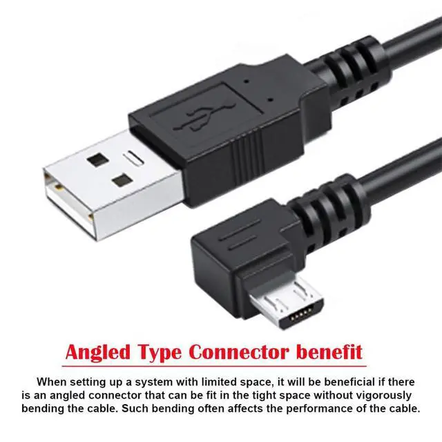 Alt view image 2 of 7 - USB 2.0 Type-A to 5V Micro USB 5Pin Power Charge Data Cable Left Angled for Phone Tablet Camera 10cm