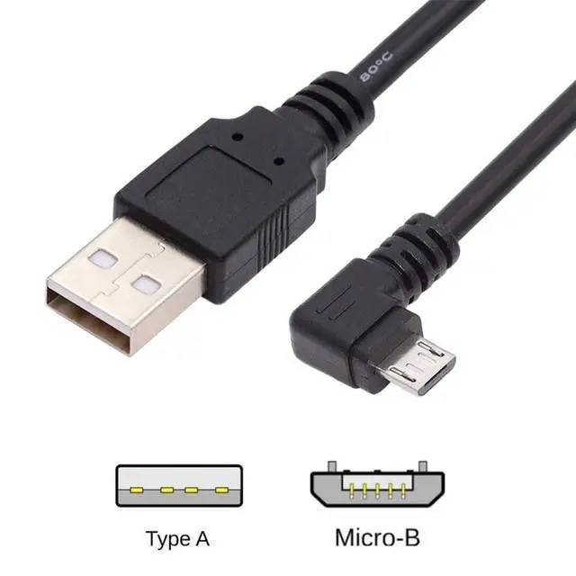 Alt view image 7 of 7 - USB 2.0 Type-A to 5V Micro USB 5Pin Power Charge Data Cable Left Angled for Phone Tablet Camera 10cm