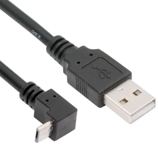 Main image of USB 2.0 Type-A to 5V Micro USB 5Pin Power Charge Data Cable Up Angled for Phone Tablet Camera 100cm