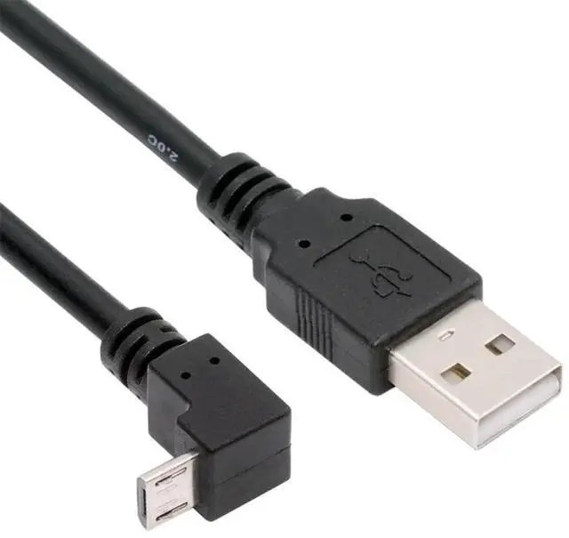 Main image of USB 2.0 Type-A to 5V Micro USB 5Pin Power Charge Data Cable Down Angled for Phone Tablet Camera 20cm