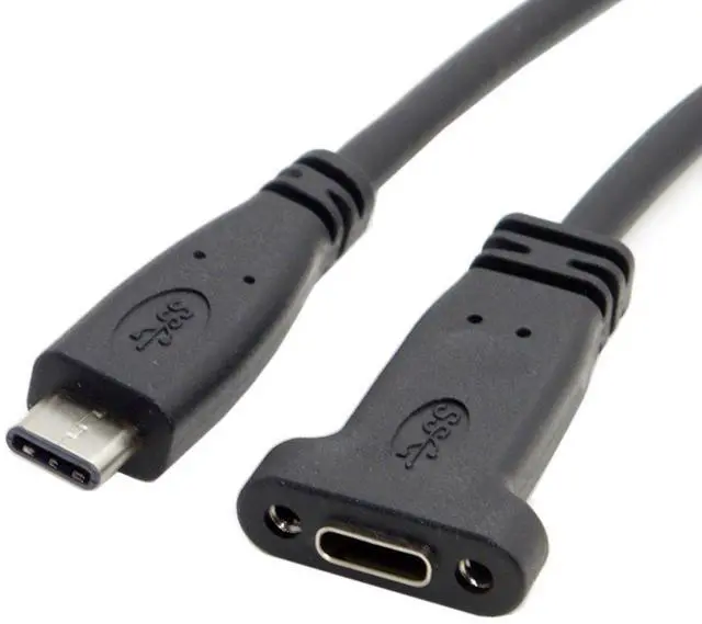 Main image of USB-C USB 3.1 Type C Male to Female Extension Data Cable with Panel Mount Screw Hole