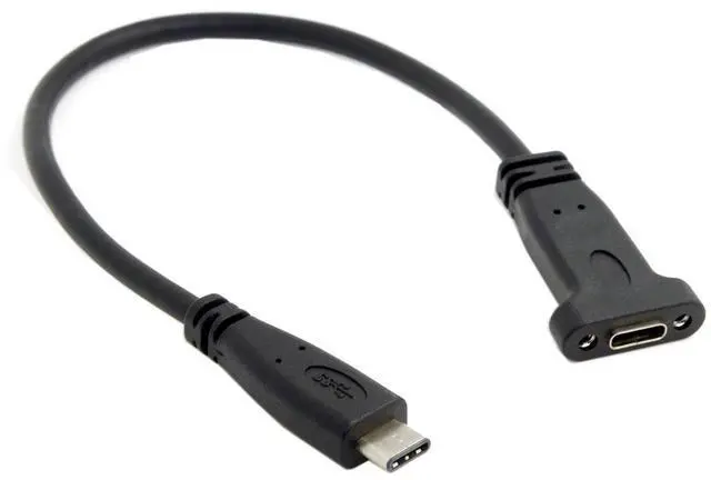 Alt view image 5 of 6 - USB-C USB 3.1 Type C Male to Female Extension Data Cable with Panel Mount Screw Hole