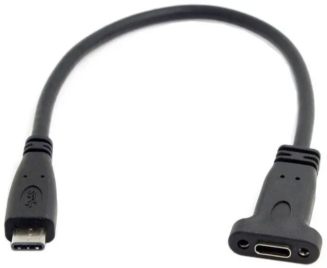 Alt view image 6 of 6 - USB-C USB 3.1 Type C Male to Female Extension Data Cable with Panel Mount Screw Hole