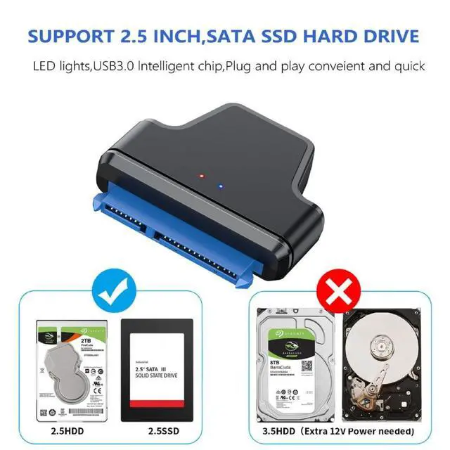 Alt view image 3 of 7 - 5Gbps Micro USB 3.0 to SATA 22Pin 7+15 Enclosure Adapter for 2.5" Hard Disk Drive SSD HDD Mass Storage Class