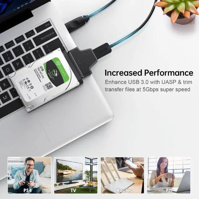 Alt view image 7 of 7 - 5Gbps Micro USB 3.0 to SATA 22Pin 7+15 Enclosure Adapter for 2.5" Hard Disk Drive SSD HDD Mass Storage Class