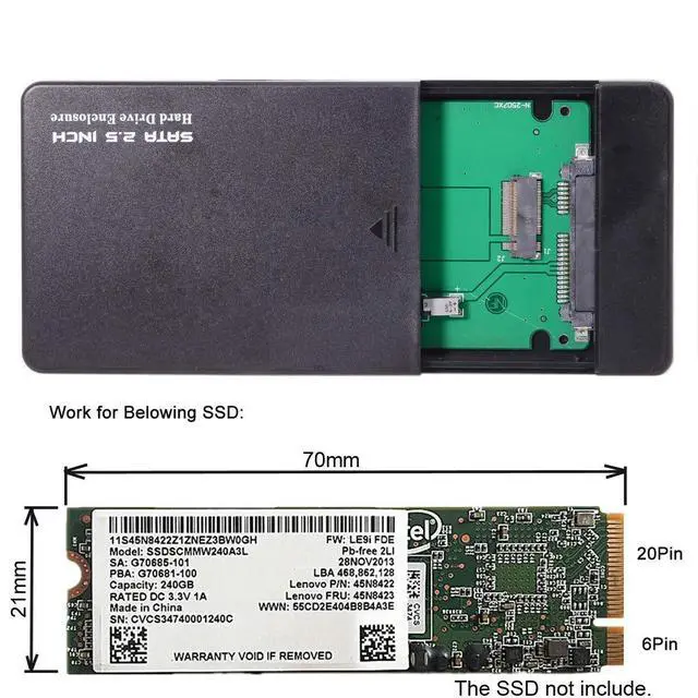 Alt view image 7 of 7 - USB-C Type-C to 20+6Pin Thinkpad X1 Carbon SATA SSD Hard Disk Case Enclosure