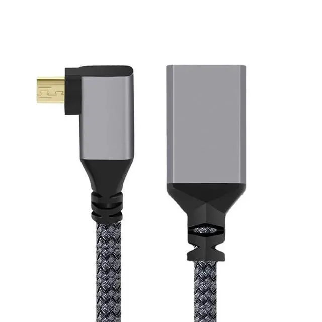 Alt view image 2 of 7 - 4K Type-D 90 Degree Right Angled Micro HDMI 1.4 Male to HDMI Female Extension Cable for DV MP4 Camera DC Laptop