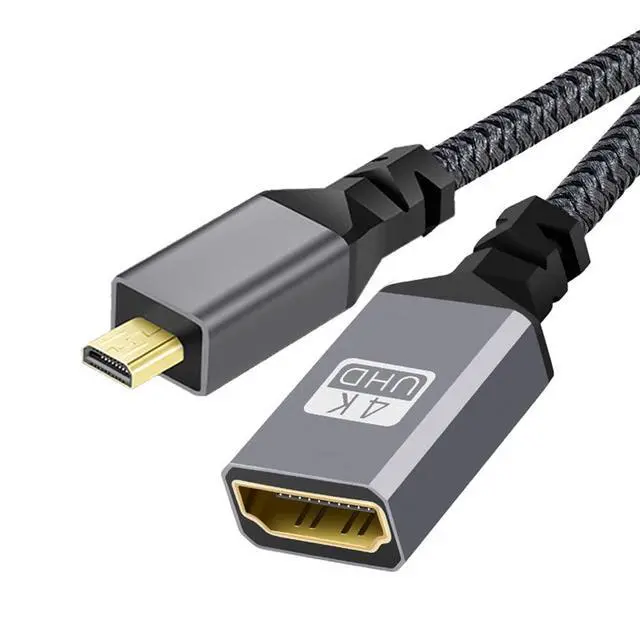 Alt view image 2 of 7 - 4K Type-D Micro HDMI 1.4 Male to HDMI Female Extension Cable for DV MP4 Camera DC Laptop
