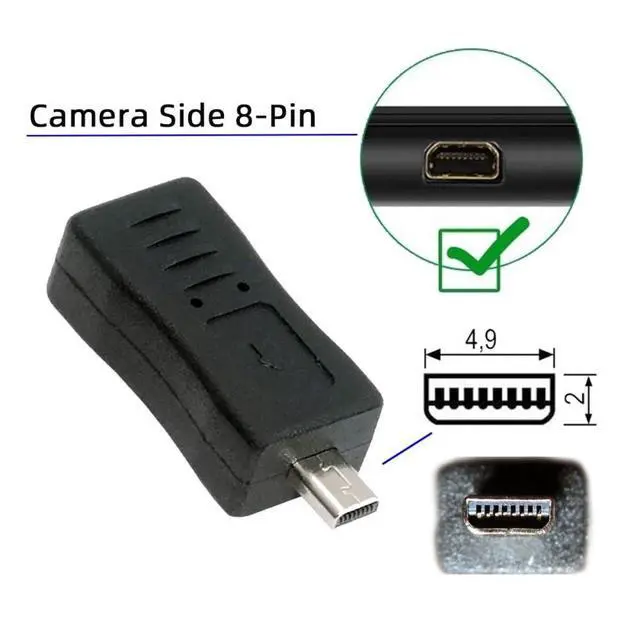 Alt view image 3 of 7 - 3pccs Mini 8P to USB-C Micro Mini USB Female Power Data Adapter for Camera