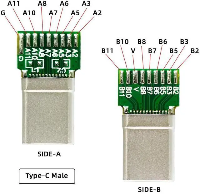 Alt view image 7 of 7 - 2pcs/lot OEM DIY Solder Type USB-C USB 3.1 Type-C Male & Female Plug Socket Connector with PCB