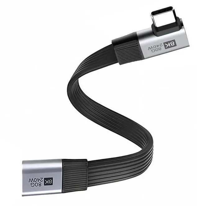 Main image of USB5.0 Flat Slim FPC 240W 80Gbps 20cm Male to Female Right Angled 90 Degree Extension Cable 16K 8K 60Hz 5K Compatible with 40Gbps USB4.0 Thunderbolt3/4/5