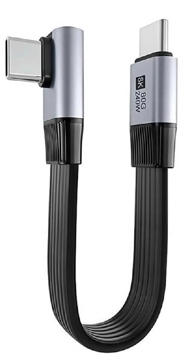 Main image of USB5.0 80Gbps Flat Slim FPC Male to Male 240W 16K 8K 60Hz 5K Extension Cable Low Profile Angled 90 Degree 20cm Compatible with 40Gbps USB4.0 Thunderbolt3/4/5