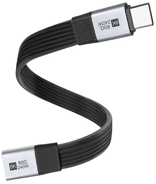 Main image of USB5.0 Flat Slim FPC 240W 80Gbps 20cm Male to Female Extension Cable 16K 8K 60Hz 5K Compatible with 40Gbps USB4.0 Thunderbolt3/4/5