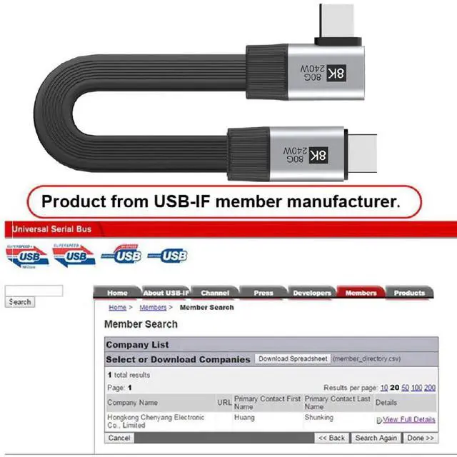 Alt view image 4 of 5 - USB5.0 80Gbps Flat Slim FPC Male to Male 240W 16K 8K 60Hz 5K Extension Cable Right Angled 90 Degree 20cm Compatible with 40Gbps USB4.0 Thunderbolt3/4/5