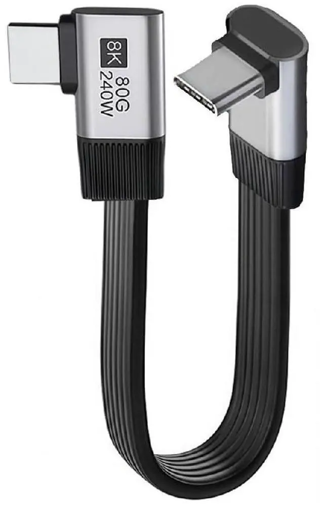 Main image of USB5.0 80Gbps Flat Slim FPC Male to Male 240W 16K 8K 60Hz 5K Extension Cable Up Angled to Right Angled 90 Degree 20cm Compatible with 40Gbps USB4.0 Thunderbolt3/4/5