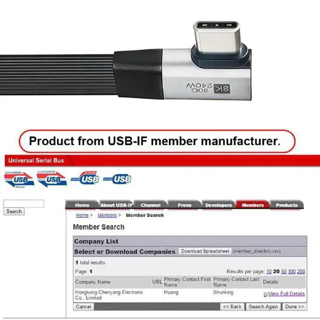 Alt view image 4 of 7 - USB5.0 80Gbps Flat Slim FPC Male to Male 240W 16K 8K 60Hz 5K Extension Cable Dual Right Angled 90 Degree 20cm Compatible with 40Gbps USB4.0 Thunderbolt3/4/5