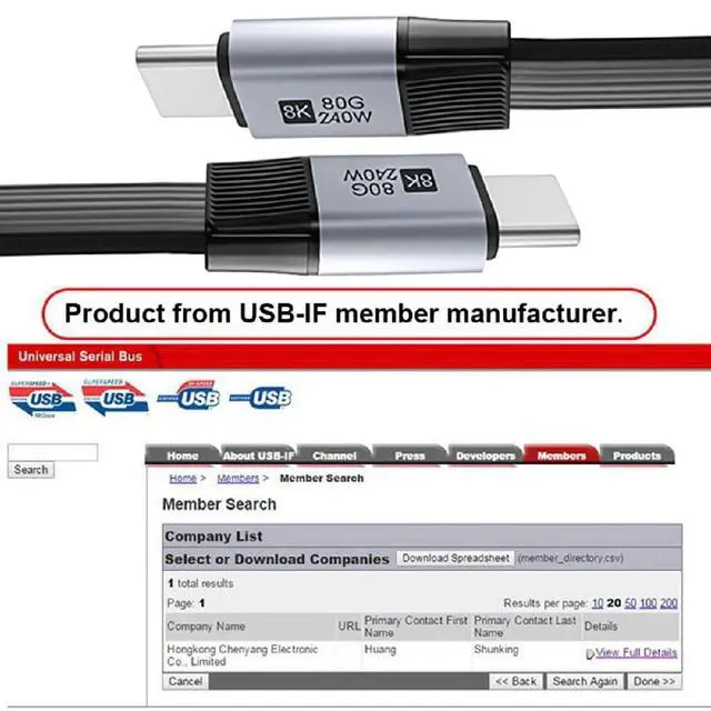 Alt view image 4 of 7 - USB5.0 80Gbps Flat Slim FPC Male to Male 240W 16K 8K 60Hz 5K Extension Cable 20cm Compatible with 40Gbps USB4.0 Thunderbolt3/4/5