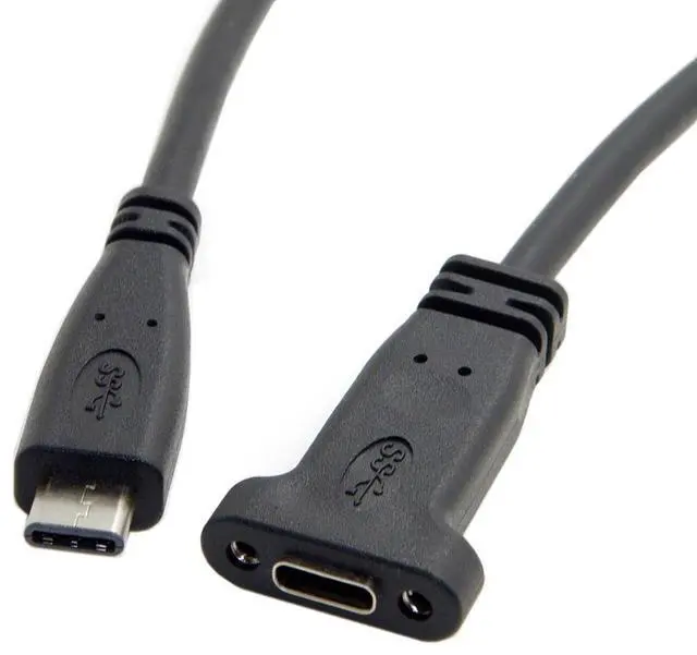 Alt view image 2 of 6 - USB-C USB 3.1 Type C Male to Female Extension Data Cable with Panel Mount Screw Hole